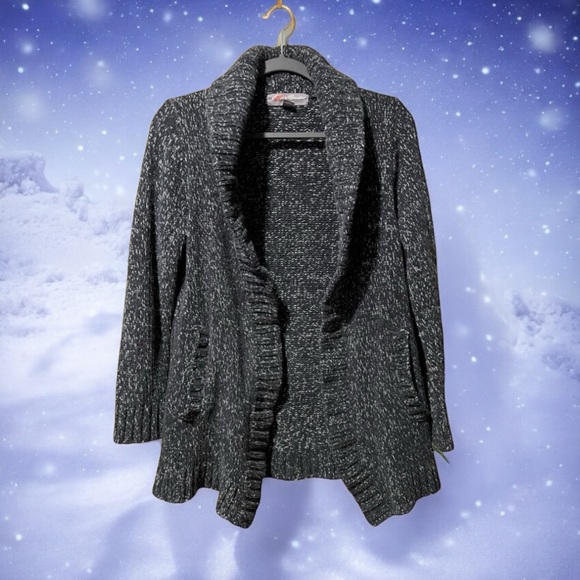 Eddie Bauer S Black Heather Knit Cardi Sweater - Picture 11 of 11